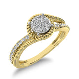 10K Yellow Gold 1/5 Ct.Tw. Diamond Rope Texture Engagement Ring