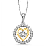 10K Two Tone 1/3 Ctw Moving Diamond Heart Pendant