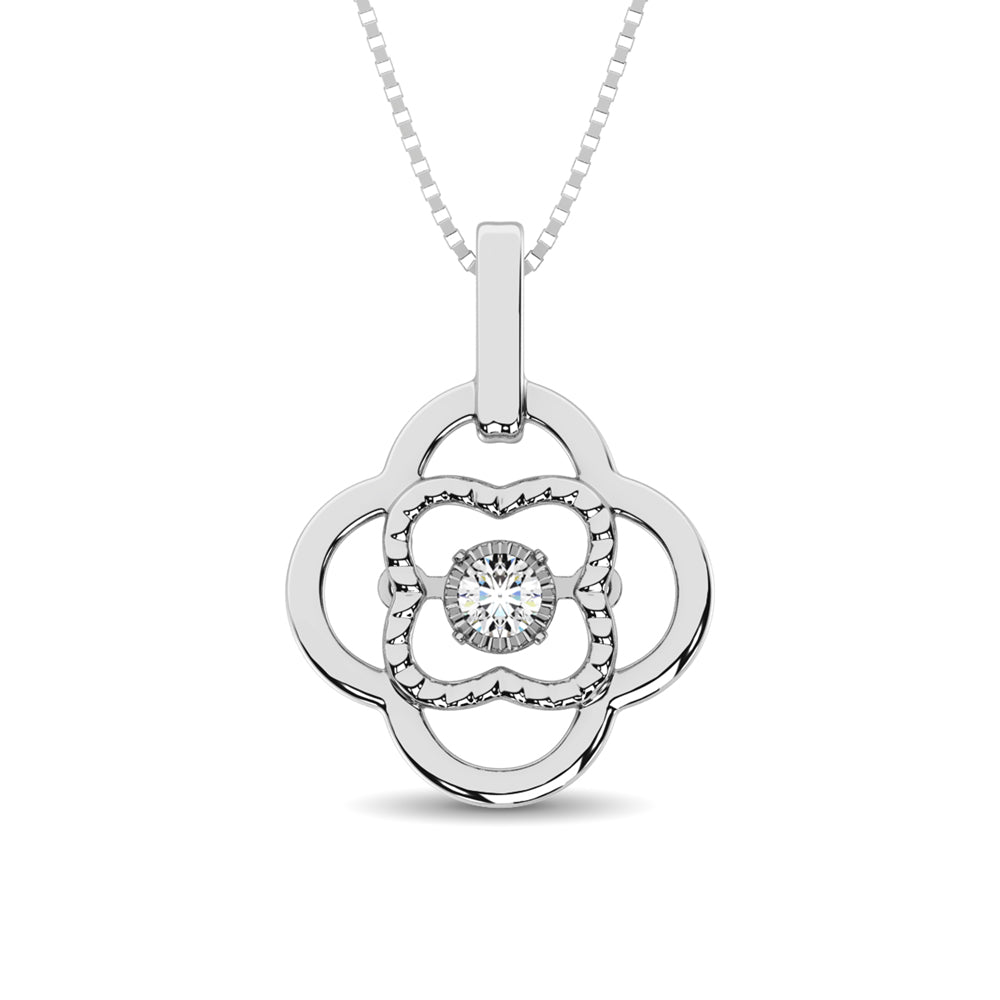 Sterling Silver Moving Diamond Accent Pendant