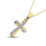 10K Yellow Gold 1/10 Ctw Diamond Cross Pendant