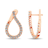 14K Rose Gold Diamond 5/8 Ct.Tw. Hoop Earrings