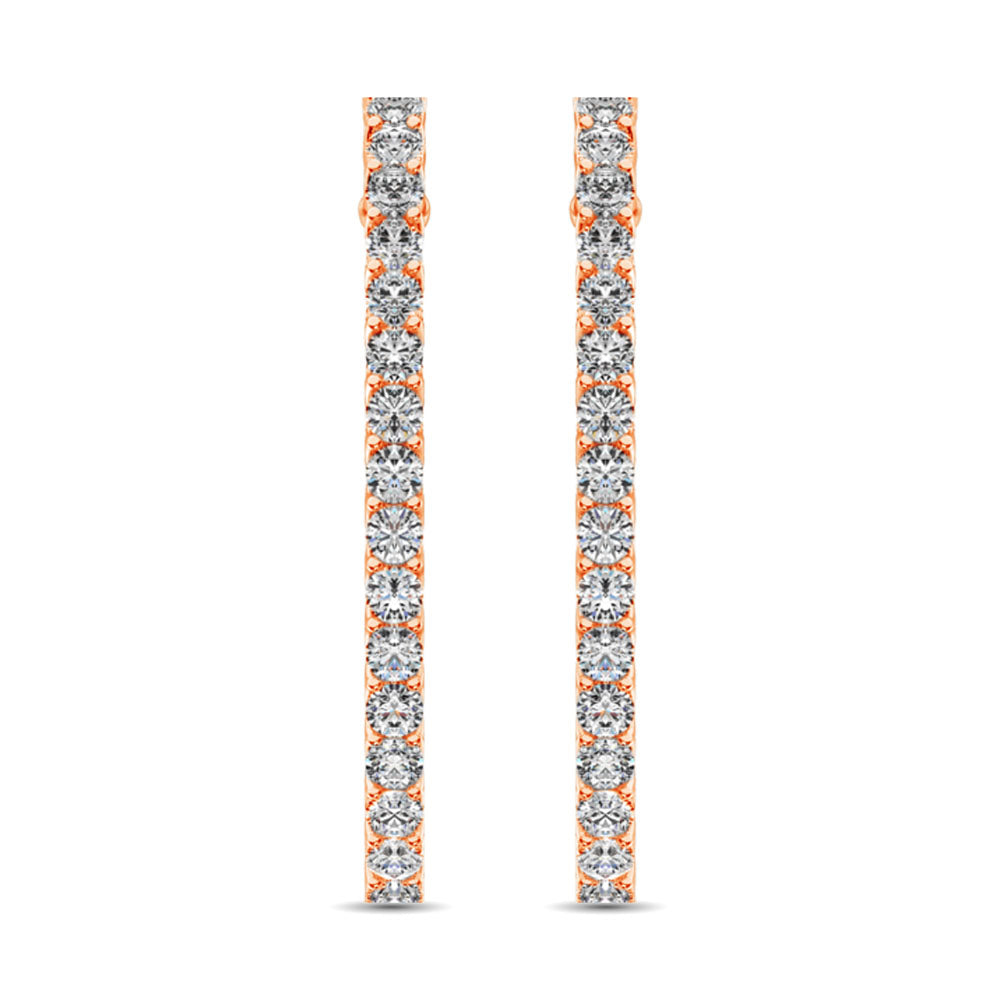 14K Rose Gold Diamond 1 Ct.Tw. In and Out Hoop Earrings
