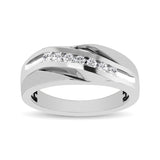 10K White Gold 1/10 Ct.Tw. Diamond Seven Stone Mens Band