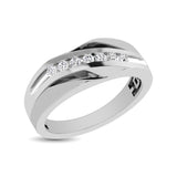 10K White Gold 1/10 Ct.Tw. Diamond Seven Stone Mens Band