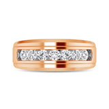 10K Rose Gold 1/4 Ctw Round Cut Diamond Mens Wedding Band