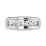 10K White Gold 1/4 Ctw Round Cut Diamond Mens Wedding Band