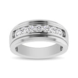 10K White Gold 1/4 Ctw Round Cut Diamond Mens Wedding Band