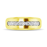 10K Yellow Gold 1/4 Ct.Tw. Diamond 9 Stone Satin Finish Mens Band