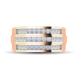 10K Rose Gold 1/4 Ct.Tw. Diamond Triple Row Mens Band