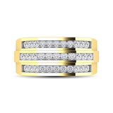 10K Yellow Gold 1/4 Ct.Tw.Diamond Triple Row Mens Band