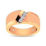 10K Rose Gold 1/10 Ct.Tw. Diamond Three Stone Mens Band