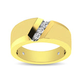 10K Yellow Gold 1/10 Ct.Tw. Diamond Three Stone Mens Band