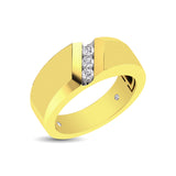 10K Yellow Gold 1/10 Ct.Tw. Diamond Three Stone Mens Band