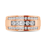 10K Rose Gold 1/2 Ctw Round Cut Diamond Mens Wedding Band