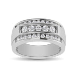 10K White Gold 1/2 Ctw Round Cut Diamond Mens Wedding Band