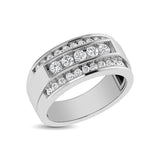 10K White Gold 1/2 Ctw Round Cut Diamond Mens Wedding Band
