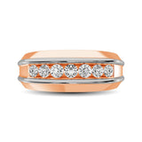 10K Rose Gold With Accent of 10K White Gold 1/4 Ct.Tw. Diamond 7 Stone Mens Band