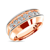 10K Rose Gold With Accent of 10K White Gold 1/4 Ct.Tw. Diamond 7 Stone Mens Band