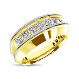 10K Yellow Gold with Accent of 10K White Gold 1/4 Ct.Tw. Diamond 7 Stone Mens Band