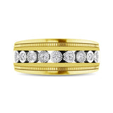 10K Yellow Gold 1/2 Ct.Tw. Diamond 9 Stone Illusion Mens Band