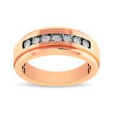 10K Rose Gold 1/10 Ct.Tw. Diamond Illusion Mens Band