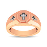 10K Rose Gold 1/20 Ct.Tw. Diamond Men's Cross Ring