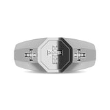 10K White Gold 1/20 Ct.Tw. Diamond Men's Cross Ring