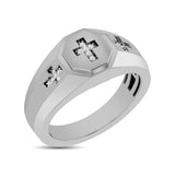 10K White Gold 1/20 Ct.Tw. Diamond Men's Cross Ring