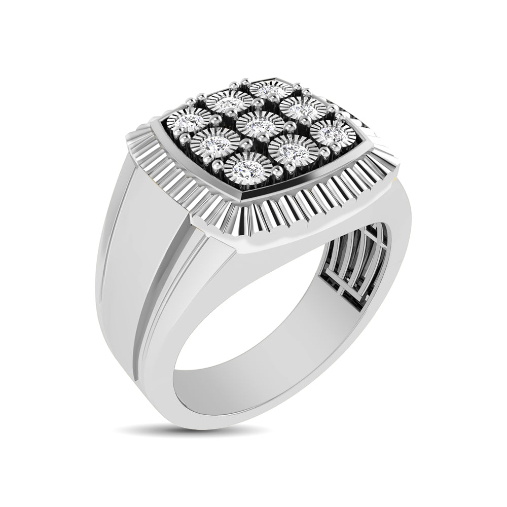 10K White Gold 1/5 Ct.Tw. Diamond Illusion Men's Fashion Ring