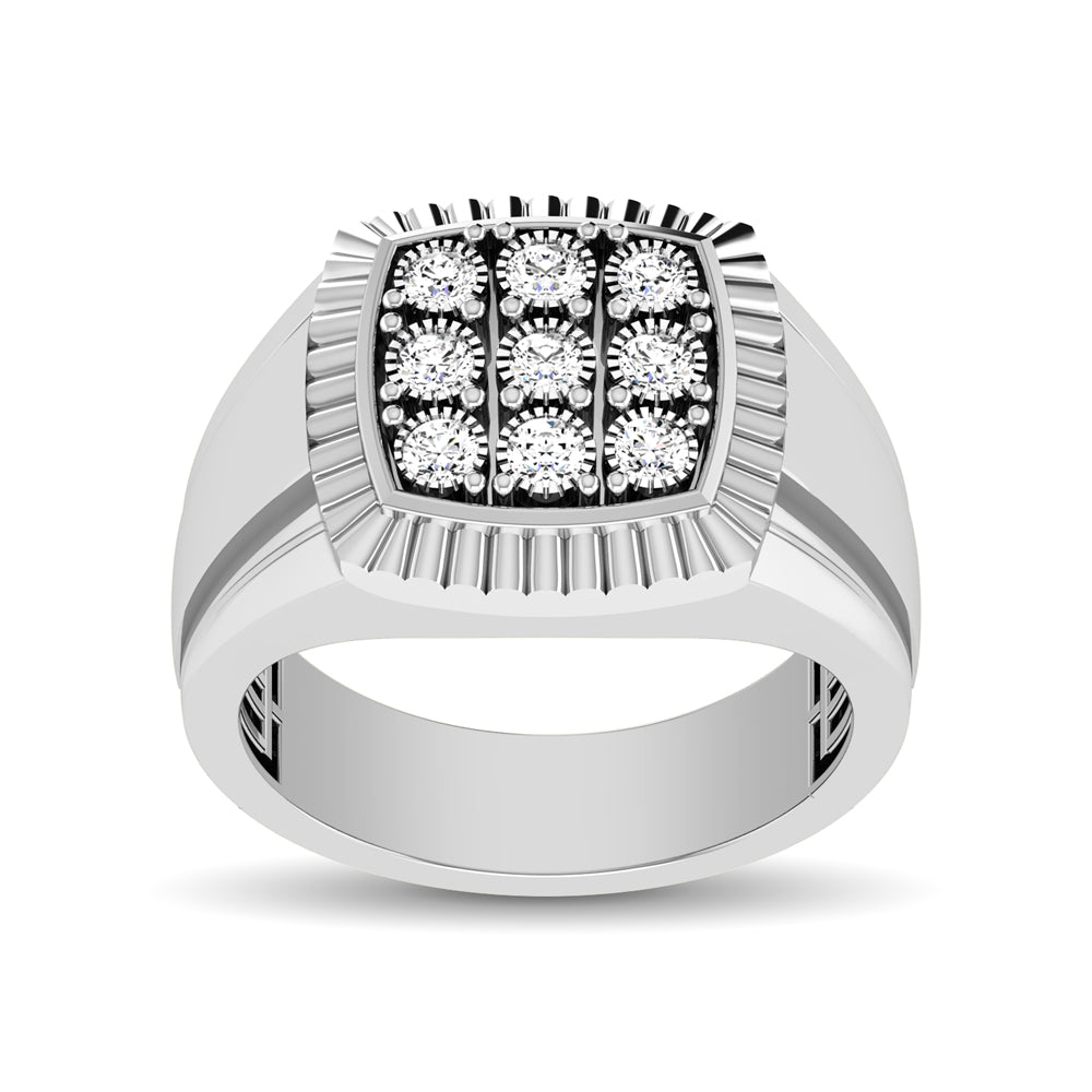 10K White Gold 1/5 Ct.Tw. Diamond Illusion Men's Fashion Ring