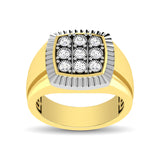 10K Yellow Gold 1/5 Ct.Tw. Diamond Illusion Men's Fashion Ring