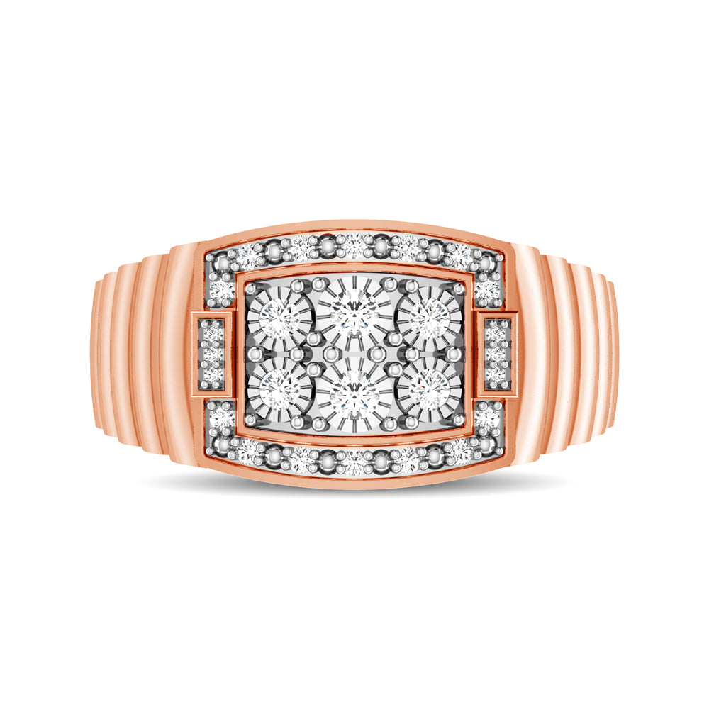 10K Rose Gold 1/4 Ct.Tw. Diamond Illusion Men's Fashion Ring