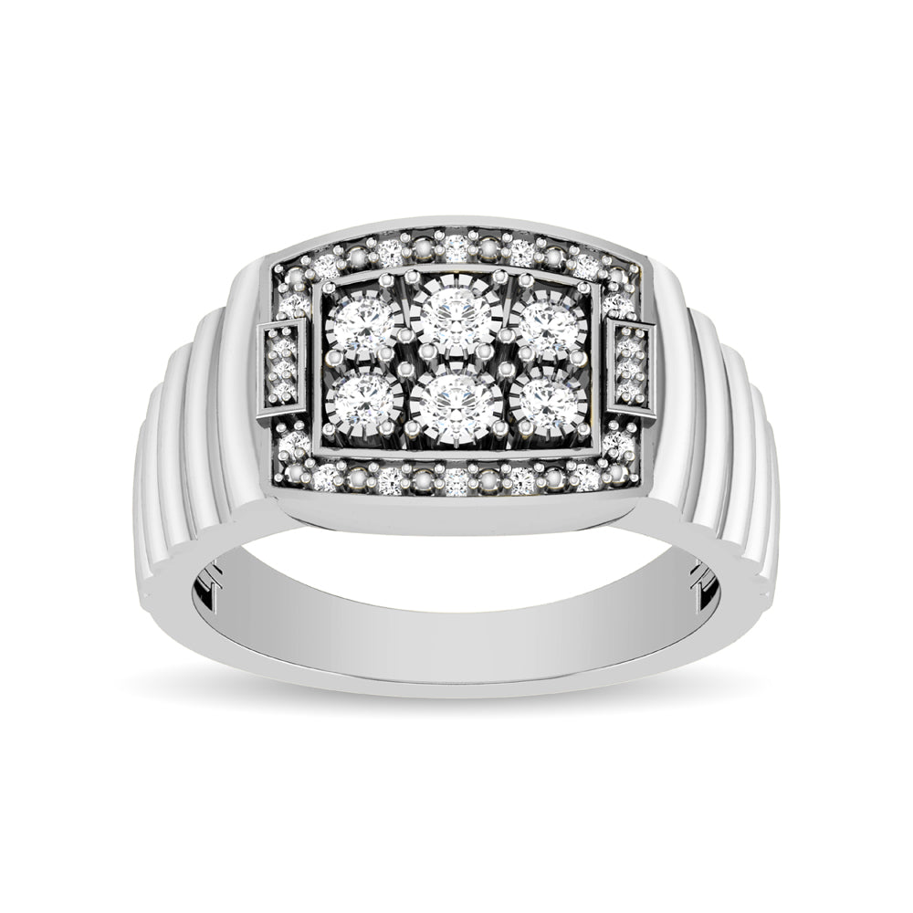 10K White Gold 1/4 Ct.Tw. Diamond Illusion Men's Fashion Ring