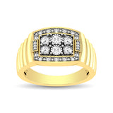 10K Yellow Gold 1/4 Ct.Tw. Diamond Illusion Men's Fashion Ring