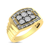 10K Yellow Gold 1/4 Ct.Tw. Diamond Illusion Men's Fashion Ring
