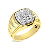 10K Yellow Gold 1 Ct.Tw. Diamond Verticle Stripe Mens Fahion Ring