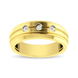 10K Yellow Gold 1/10 Ctw Round Cut Diamond Mens Band