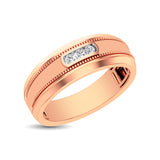 10K Rose Gold Diamond 1/10 Ctw Mens Ring