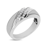 Diamond Accent 1/5 Ctw Men's  Slant Wedding Band in 10K White Gold