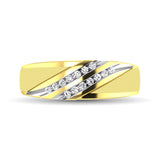Diamond Accent 1/5 Ctw Men's  Slant Wedding Band in 10K Yellow Gold