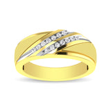 Diamond Accent 1/5 Ctw Men's  Slant Wedding Band in 10K Yellow Gold