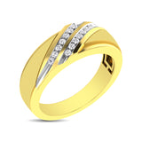 Diamond Accent 1/5 Ctw Men's  Slant Wedding Band in 10K Yellow Gold