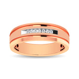 10K Rose Gold 1/10 Ct.Tw. Diamond Comfort Fit Mens Band