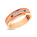 10K Rose Gold 1/10 Ct.Tw. Diamond Comfort Fit Mens Band