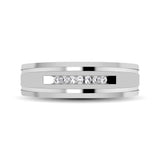 10K White Gold 1/10 Ct.Tw. Diamond Comfort Fit Mens Band
