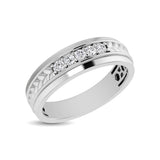 10K White Gold 1/4 Ct.Tw. Diamond Five Stone Mens Band
