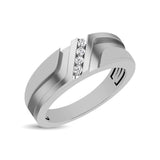 10K White Gold 1/10 Ct.Tw. Diamond Mens Band