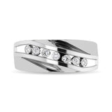 10K White Gold 1/10 Ct.Tw. Diamond Illusion Mens Band