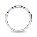 14K White Gold Alternate Diamond 1/5 Ctw and Blue Saphire Ring