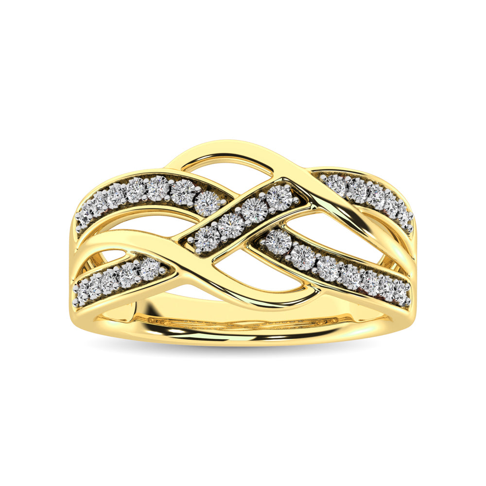 10K Yellow Gold 1/20 Ct.Tw. Diamond Criss Cross Ring